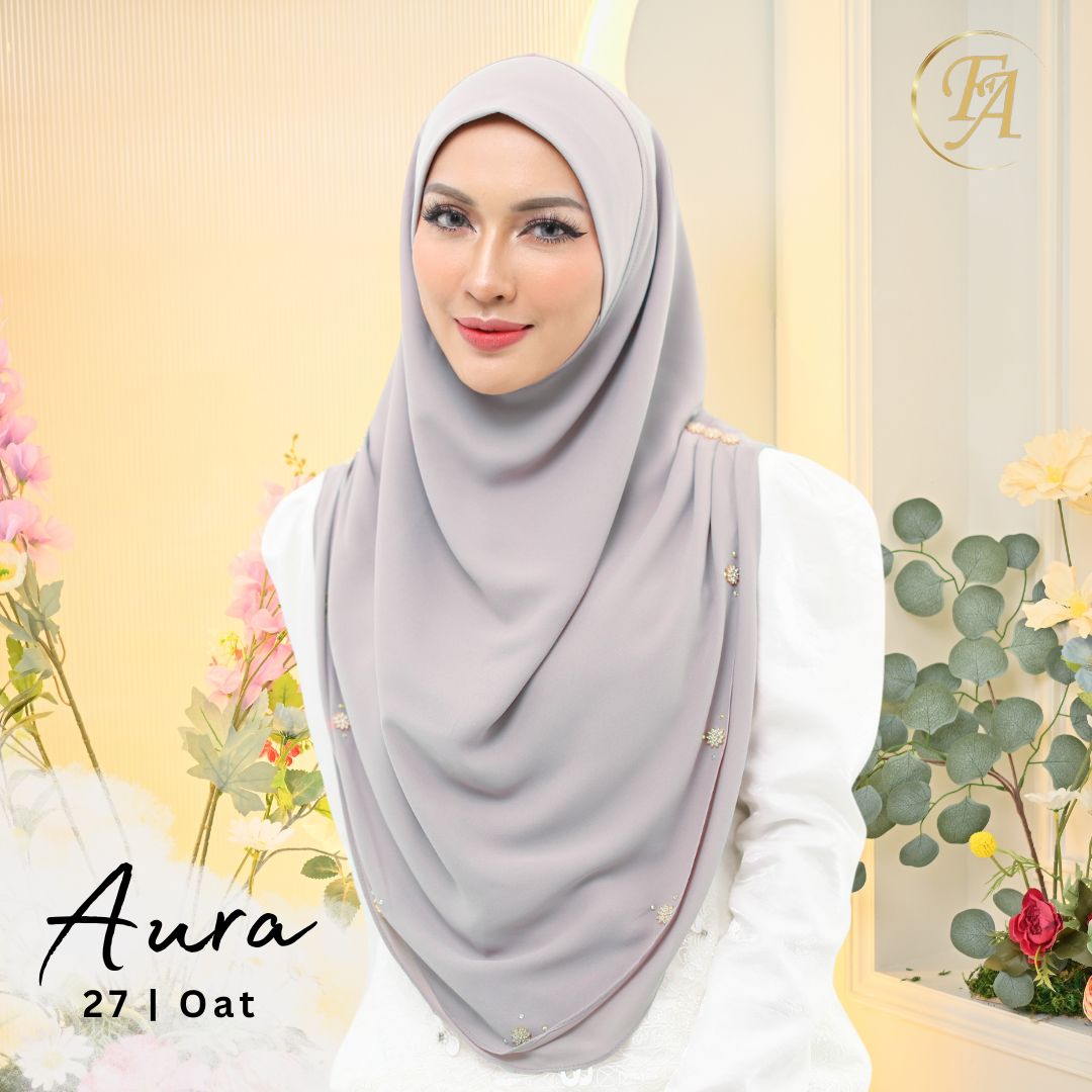 Aura slip on hijab in Oat, from Hana Hijabs, UK