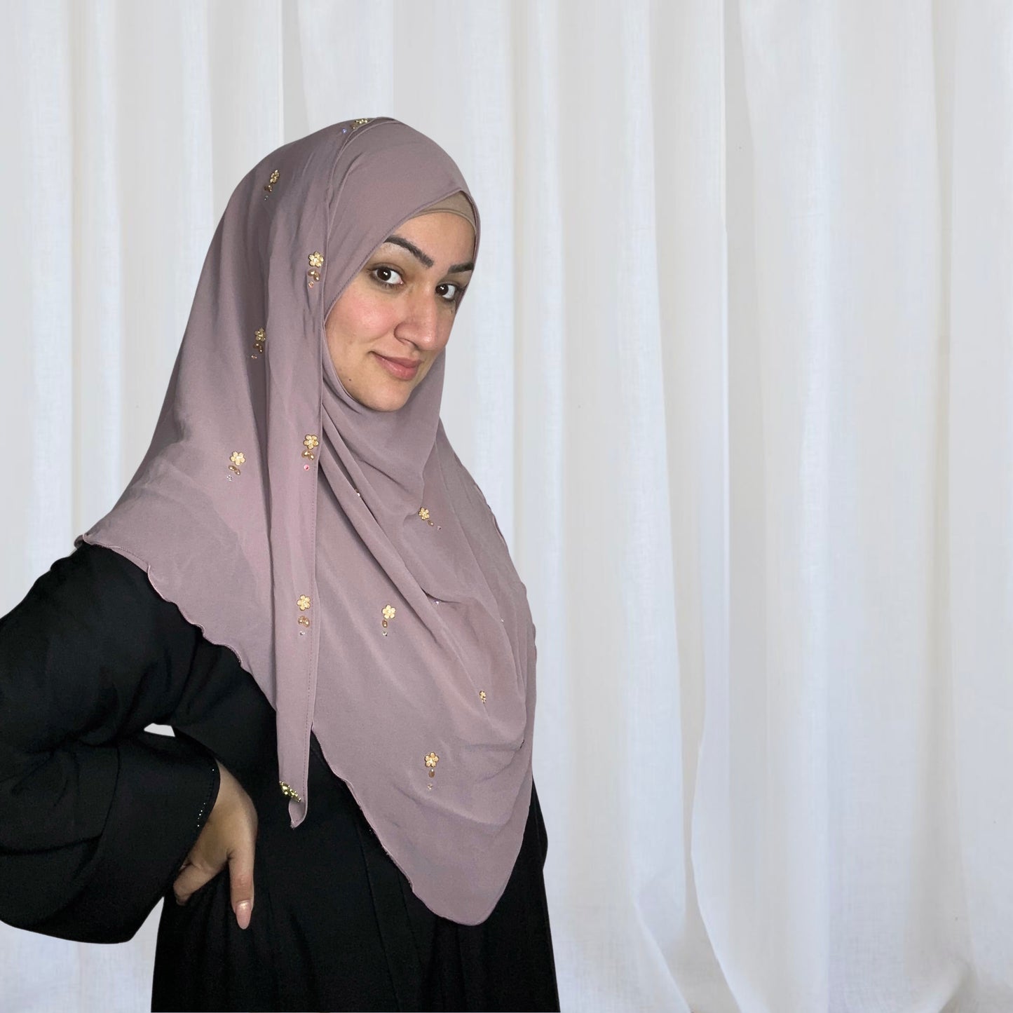 Mauve Purple, Diamond Rara Semi Instant Hijabs, one piece hijab offering full coverage front and back for complete modesty.