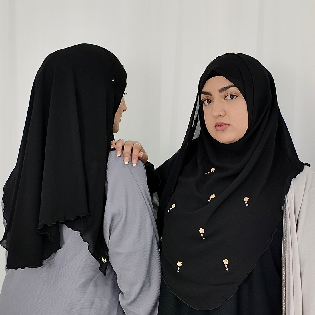 Black, Diamond Rara Semi Instant Hijabs, one piece hijab offering full coverage front and back for complete modesty.