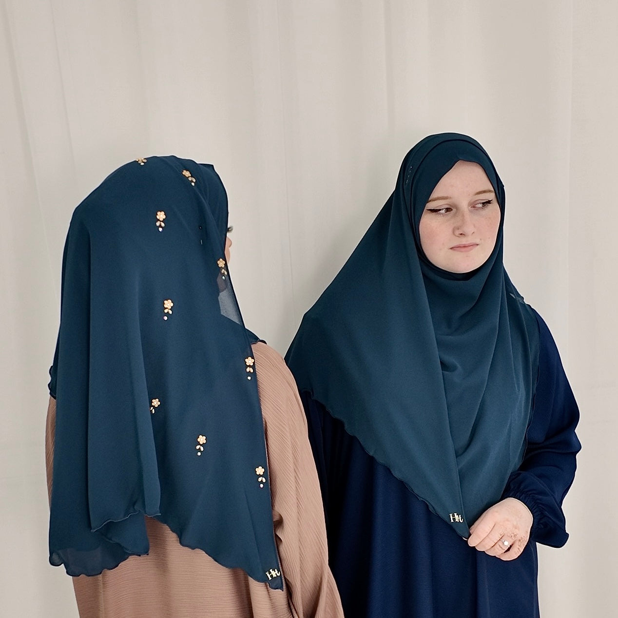 Demin Blue, Diamond Rara Semi Instant Hijabs, one piece hijab offering full coverage front and back for complete modesty.