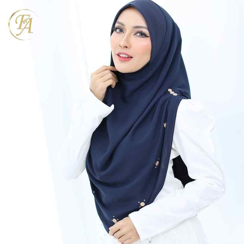 Aura Slip on hijab in navy blue from Hana Hijabs, UK