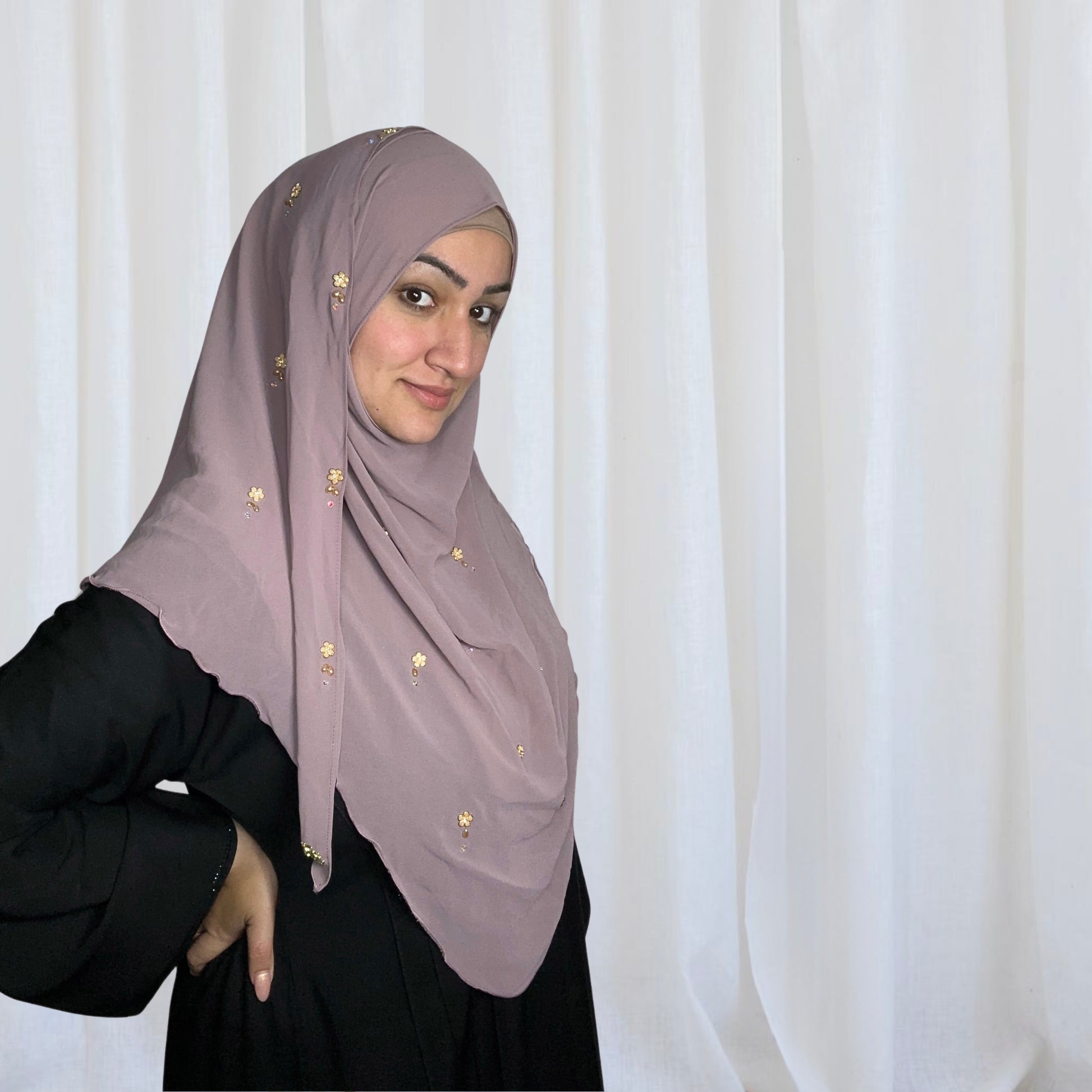 Mauve Purple, Diamond Rara Semi Instant Hijabs, one piece hijab offering full coverage front and back for complete modesty.