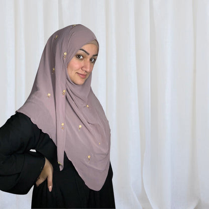 Mauve Purple, Diamond Rara Semi Instant Hijabs, one piece hijab offering full coverage front and back for complete modesty.