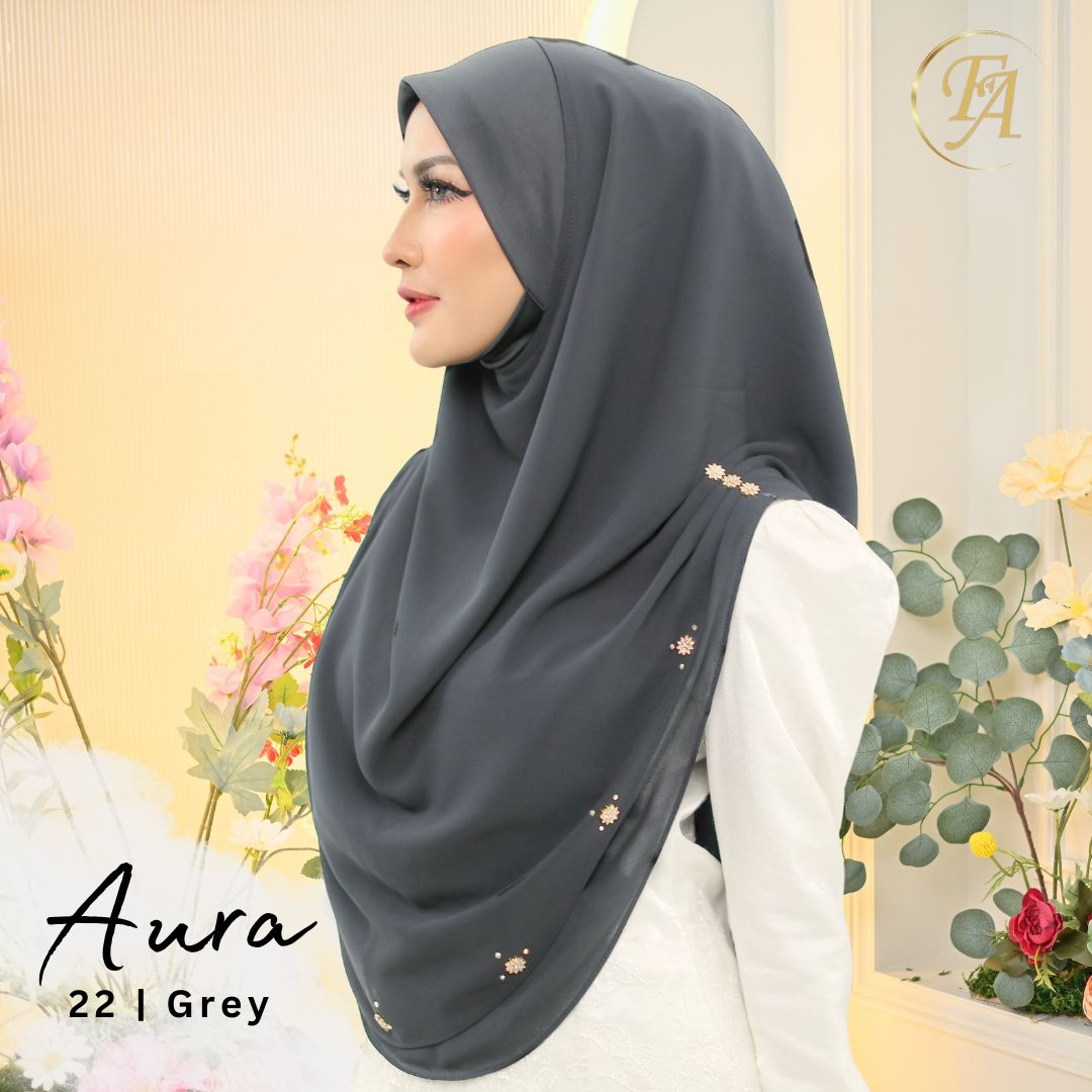 Aura slip on hijab in grey from Hana Hijabs UK
