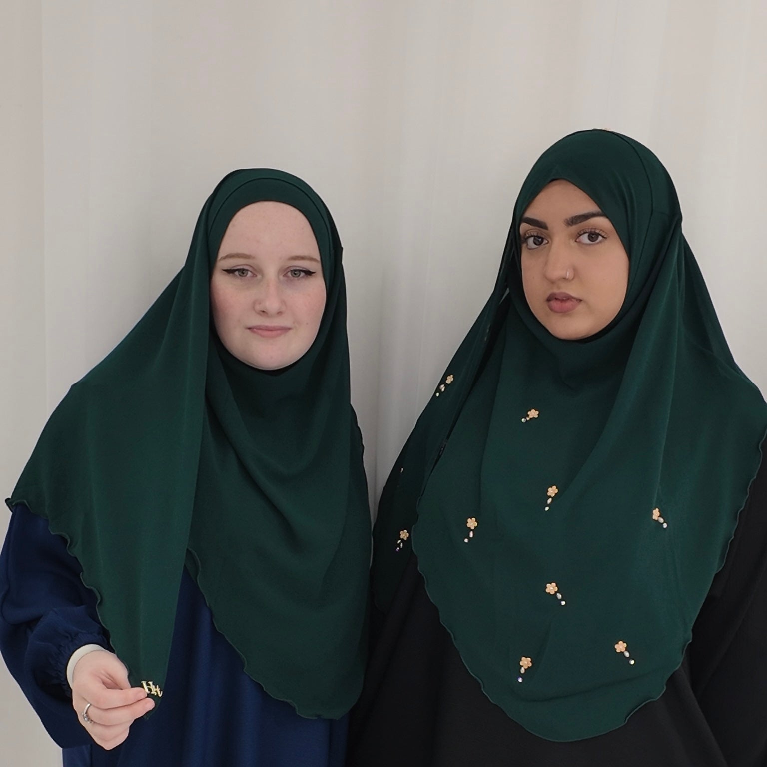 Emerald Green, Diamond Rara Semi Instant Hijabs, one piece hijab offering full coverage front and back for complete modesty.